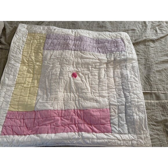 Pottery Barn Kids Quilted patchwork Cotton Square pillow padded sham 23x26 read - Picture 10 of 14
